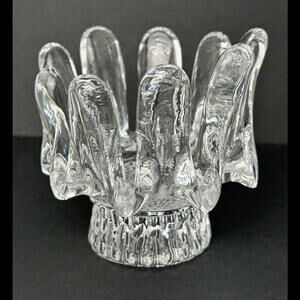 Vintage 1970’s Goran Warff Kosta Boda Sunflower Glass Candle Holder Textured